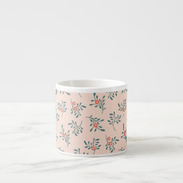 Errötendes Florales Teal Botanisches Muster Espressotasse