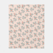 Errötendes Florales Teal Botanisches Muster Fleecedecke (Vorderseite)