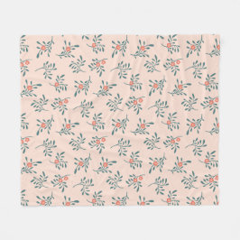 Errötendes Florales Teal Botanisches Muster Fleecedecke