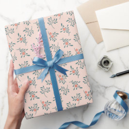 Errötendes Florales Teal Botanisches Muster Geschenkpapier