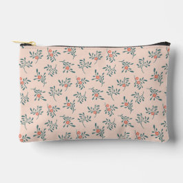 Errötendes Florales Teal Botanisches Muster Zubehörtasche