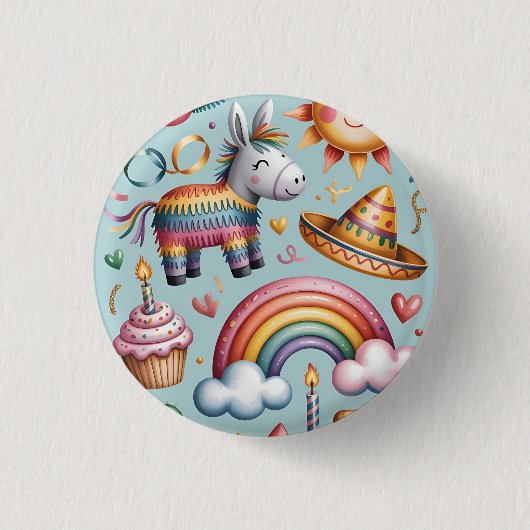 Errötendes geometrisches Muster Party-Papierteller Button (Vorderseite)