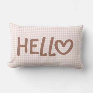 Errötendes Gingham-Mocha-Whimsy-Herz-Hallo Lendenkissen