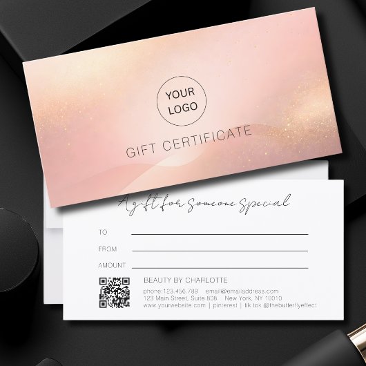 Errötendes Gold-Glow-Logo-QR-Code-Geschenkgutschei