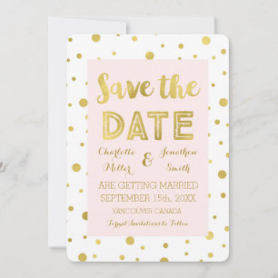 Errötendes Gold-Konfetti-Hochzeitsfoto - Heiratsan Save The Date