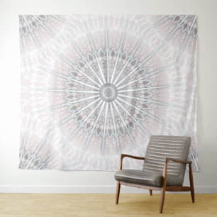 Errötendes Grau Neutrales Boho-Mandala Wandteppich