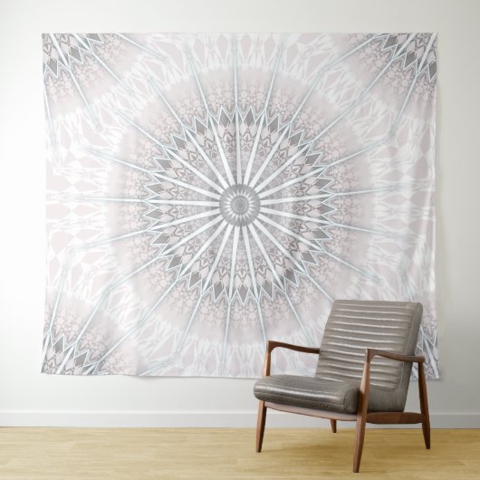 Errötendes Grau Neutrales Boho-Mandala Wandteppich (Beispiel (Horizontal))