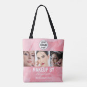 Errötendes Korallenrosa Makeup Studio Foto Logo Tasche (Rückseite)