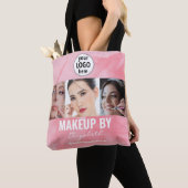 Errötendes Korallenrosa Makeup Studio Foto Logo Tasche (Von Nahem)