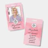 Errötendes Korallenrosa Wasserfarbe Foto Makeup Ausweis (Vorder- & Rückseite)