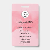 Errötendes Korallenrosa Wasserfarbe Foto Makeup Ausweis (Rückseite)