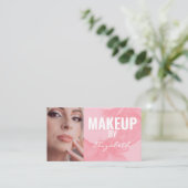 Errötendes Korallenrosa Wasserfarbe QR-Code Makeup Visitenkarte (Stehend Vorderseite)