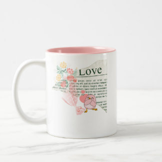 Errötendes Küken & Aquarell-Blumen-Tasse | Vintage Zweifarbige Tasse