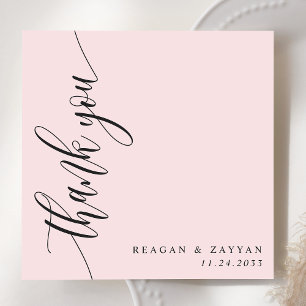 Errötendes Pink Kalligrafie Schrift Hochzeit Dankeskarte