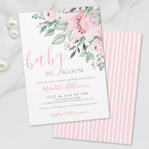 Errötendes Rosa Blumen Baby im Blühen Mädchen Dusc Einladung