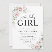 Errötendes Rosa Blumen Baby Shower Einladung