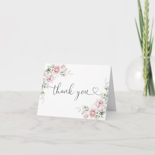 Errötendes Rosa Blumen Dankeskarten Dankeskarte (Vorderseite)