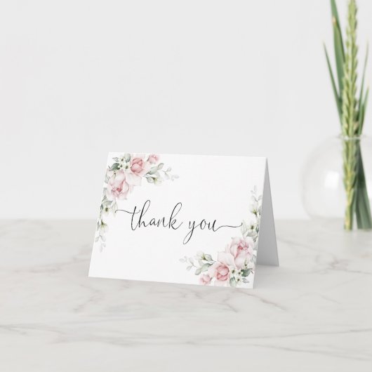 Errötendes Rosa Blumen Dankeskarten Dankeskarte (Vorderseite)