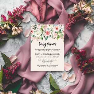 Errötendes Rosa Blumen-Virtual-Baby-Shower-Einladu Einladung