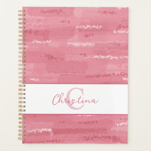 Errötendes Rosa Boho-Wasserfarben-Pinselstriche Planer