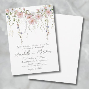 Errötendes Rosa Botanisches Aquarell Wildblumen Ho Einladung