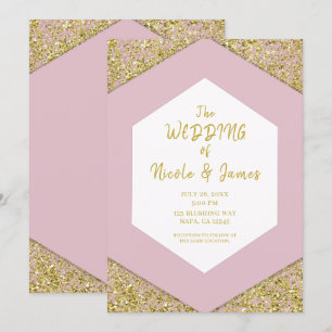 Errötendes Rosa Chic Gold Glitter Flakes Glam Hoch Einladung