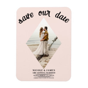 Errötendes Rosa Diamant Foto Hochzeit Termin vorme Magnet