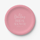 Errötendes Rosa Elegante Kalligrafie Brautparty Pappteller (Vorderseite)