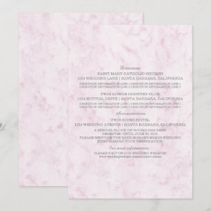 Errötendes Rosa Elegantes Marmor-Hochzeitsinformat Einladung