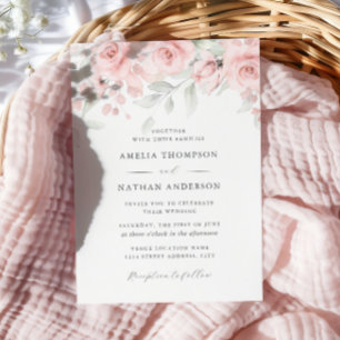 Errötendes Rosa Florales Elegantes Hochzeit Einladung