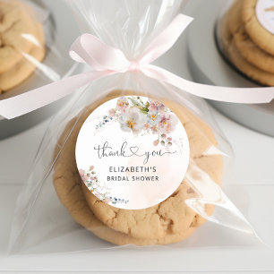 Errötendes Rosa Florales Hochzeitsdusche Dankeschö Runder Aufkleber