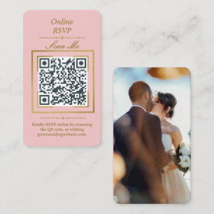 Errötendes Rosa Foto Online RSVP QR Code Hochzei Begleitkarte