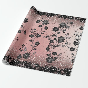 Errötendes Rosa Glitter Pariser Thema Metallisches Geschenkpapier