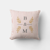 Errötendes Rosa Gold Botanisches Monogramm Initial Kissen (Vorderseite)