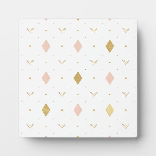 Errötendes Rosa Gold Geometrisches Muster Fotoplatte (Vorderseite)