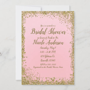 Errötendes Rosa Gold Glitter Glam Moderne Hochzeit Einladung