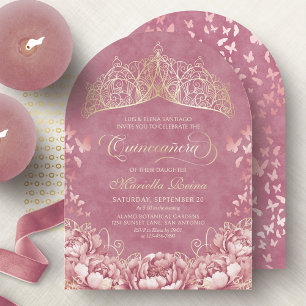 Errötendes Rosa Goldene Königliche Prinzessin Quin Einladung