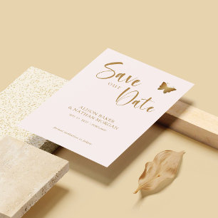 Errötendes Rosa & Goldschrift mit glitzerndem Schm Save The Date