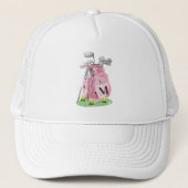 Errötendes Rosa Golf Anfangsmonogramm Truckerkappe (Vorderseite)