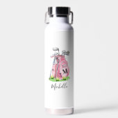 Errötendes Rosa Golf Monogramm Trinkflasche (Vorne)