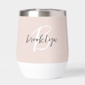 Errötendes Rosa Grau Weiß Monogramm Name (Rückseite)