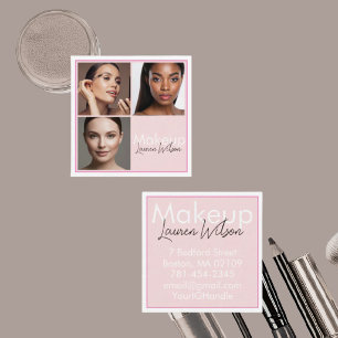 Errötendes Rosa Haar, Make-up, Schönheitsstudio Qu Quadratische Visitenkarte
