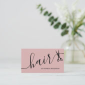 Errötendes Rosa Haar Script Stylist Schere QR Code Visitenkarte (Stehend Vorderseite)