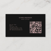 Errötendes Rosa Haar Script Stylist Schere QR Code Visitenkarte (Rückseite)