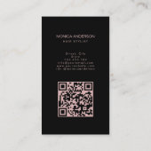 Errötendes Rosa Haar Script Stylist Schere QR-Code Visitenkarte (Rückseite)