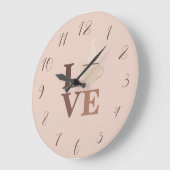 Errötendes Rosa Kaffee Liebe Romantisch Große Wanduhr (Winkel)