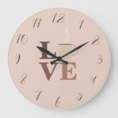 Errötendes Rosa Kaffee Liebe Romantisch Große Wanduhr (Vorderseite)