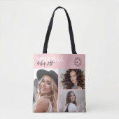 Errötendes Rosa Logo Foto Make-up Tasche (Vorderseite)
