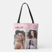 Errötendes Rosa Logo Foto Make-up Tasche (Rückseite)