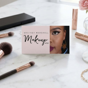 Errötendes Rosa Makeup-Artist-Foto Visitenkarte